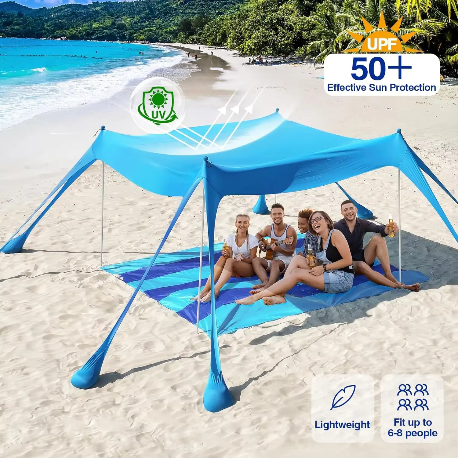 Nouveau abri solaire de Camping en Lycra UPF50 + tente de plage Pop-Up ombrage extérieur auvent