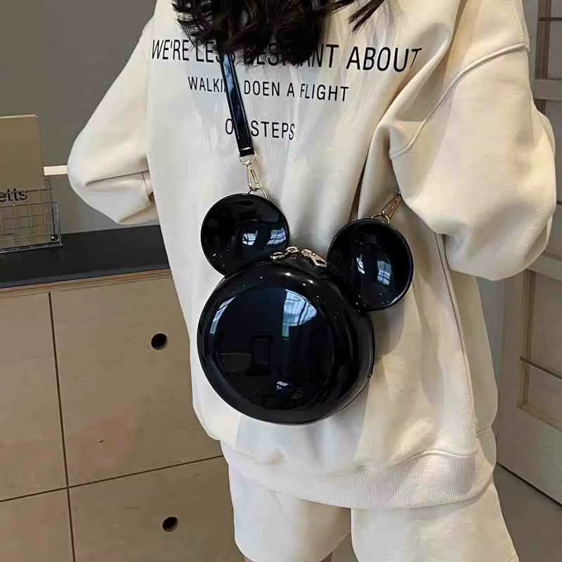 Disney tureMouse-Sac à main pour femme, Minnie initié, Diagonal, Casual, Fashion Girl PU, Round Bag, Birthday Gifts, New