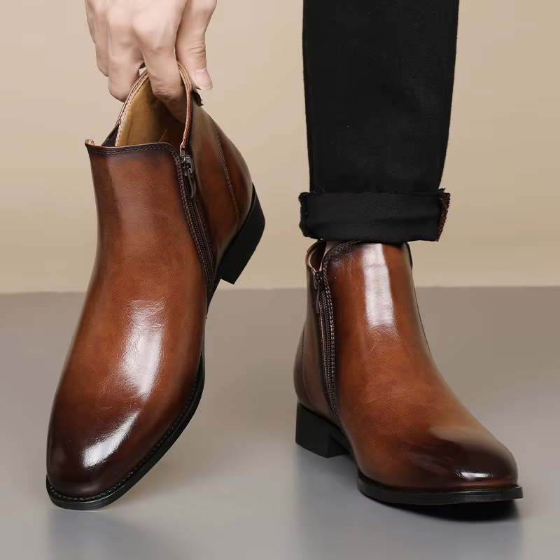 Bottes Chelsea pour hommes, bottes courtes de Style britannique, bottes montantes de luxe en cuir pour hommes d'affaires, bottes habillées Botas Hombre