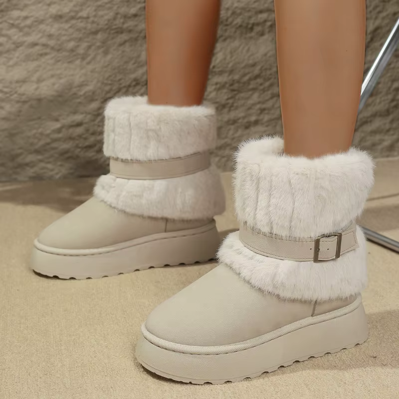 Bottes de neige rétro chaudes et confortables pour femmes, nouvelles chaussures d'hiver décontractées, confortables, à semelles épaisses, antidérapantes, en coton