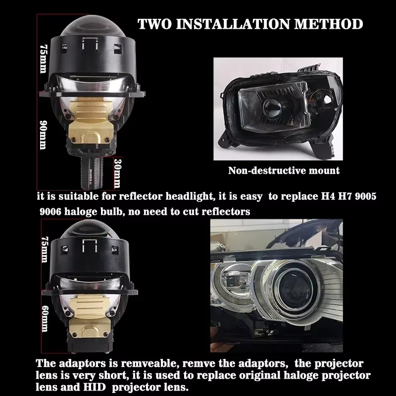 SANVI – lentille de projecteur LED 3.0 Bi, phare de voiture, 55W 5500k, H4 H7 9005 9006, Hella 3R G5