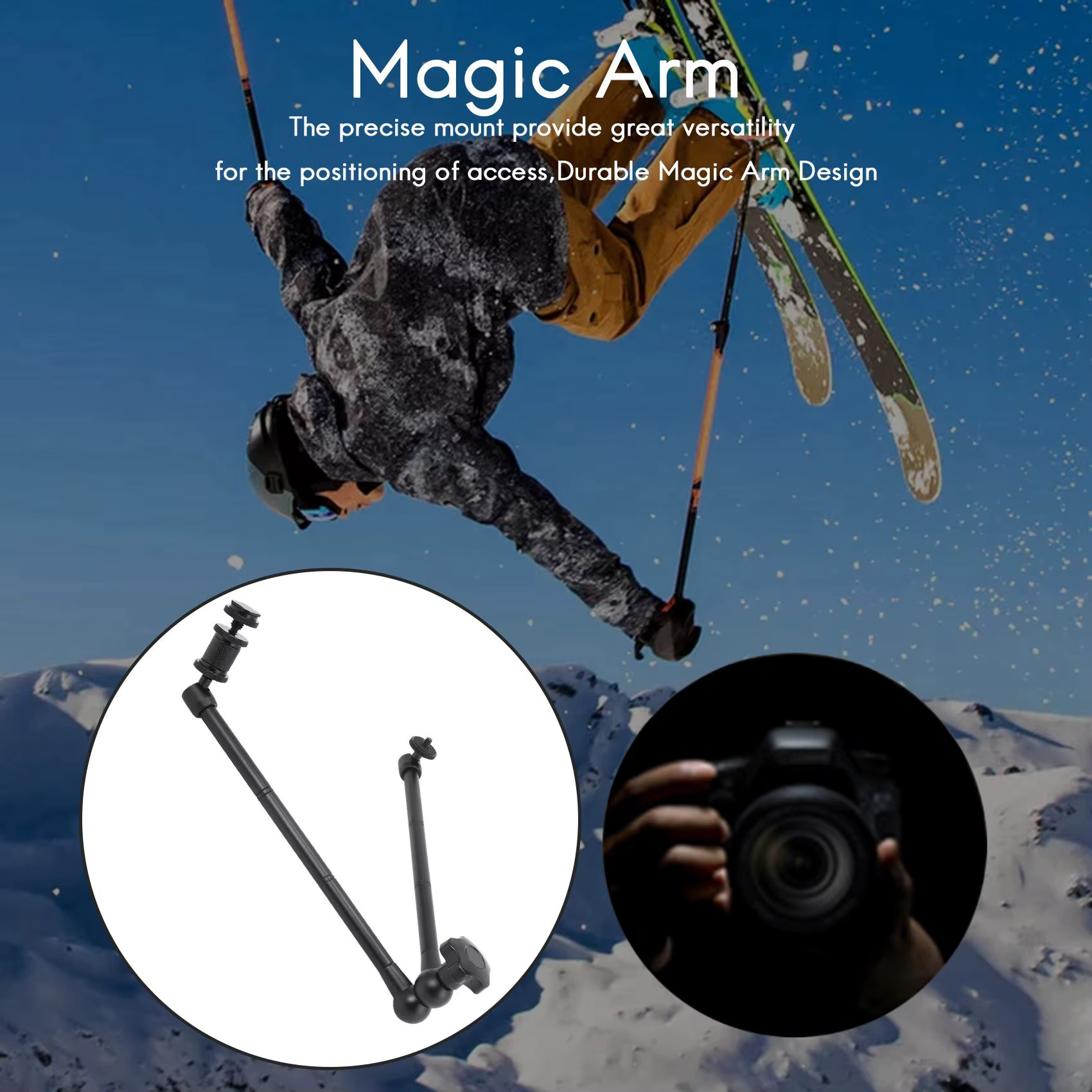 Bras magique à Friction articulée réglable AA91, 20 pouces, avec support de chaussure chaude pour lumière LED, plate-forme DSLR, moniteur LCD