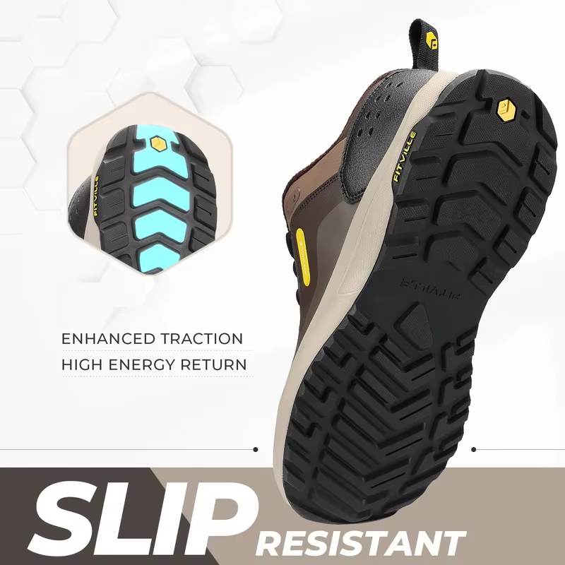 Chaussures de randonnée Fitville pour homme, extra larges, chaussures de marche d'extérieur, chaussures de travail basses imperméables avec soutien de la voûte plantaire pour le talon