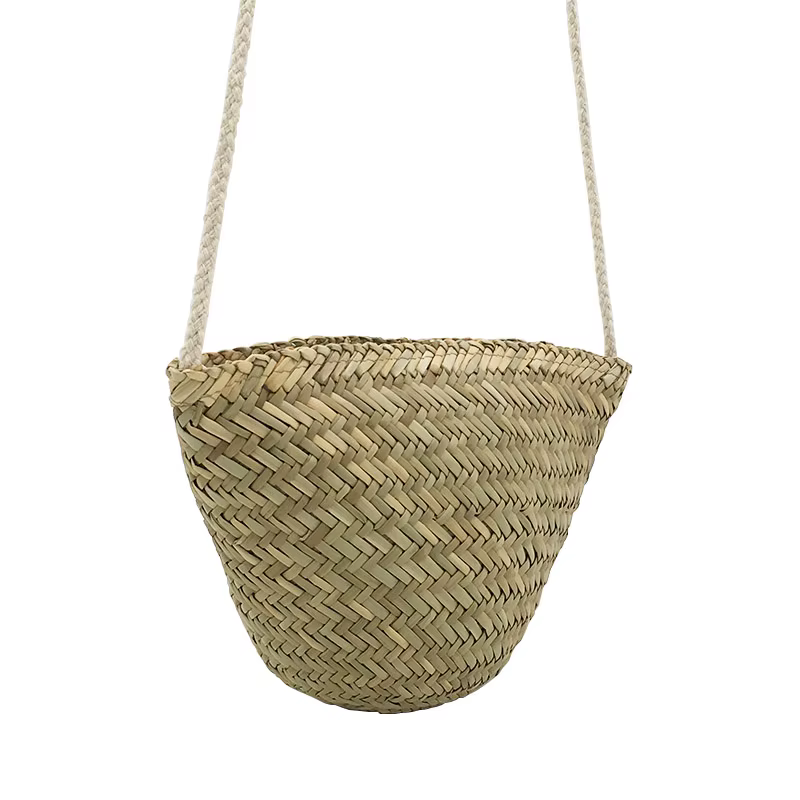 Sac à main en paille naturelle pour femmes, sacoche de plage tissée bohème d'été, sacs à bandoulière en rotin tricoté, petit sac à coque