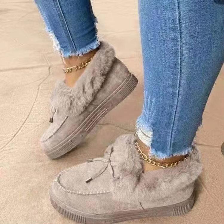 Chaussures Chaudes en Coton et Laine pour Femme, Grande Taille 35 ~ 44, Hiver