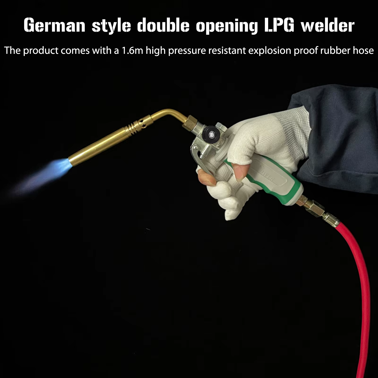 Torches à souder MAPP de Style allemand, Double interrupteur, brûleur à gaz liquéfié Portable, flamme en spirale avec tuyau en caoutchouc de 1.6m pour Barbecue