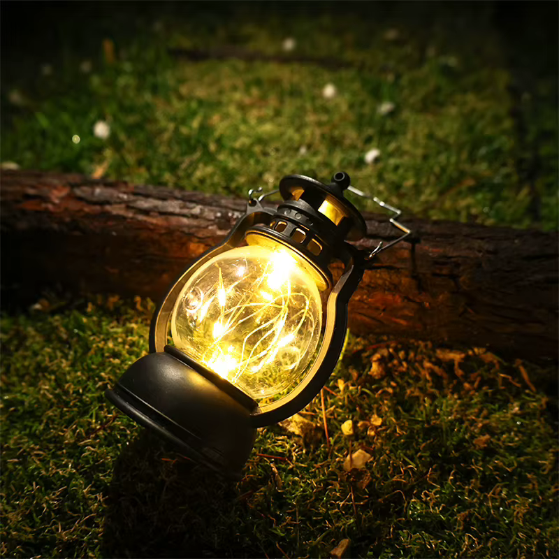 LED rétro lampe Portable Camping en plein air lanterne dynamique flamme lumière alimenté par batterie tente