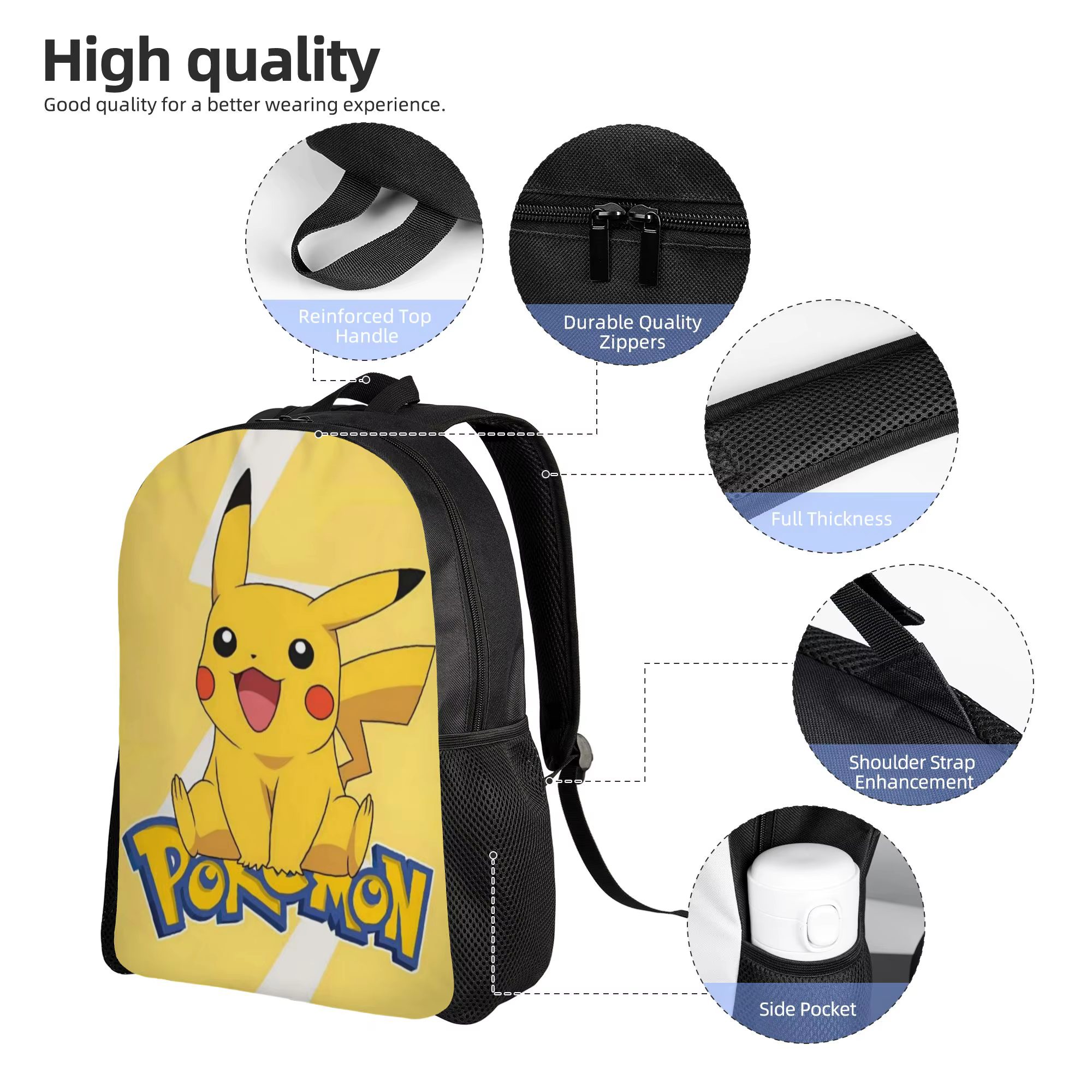 Sac à dos Bandai Pokémon Ita Bag Pikachu Mochila Kawaii Randonnée Rétro Lavable