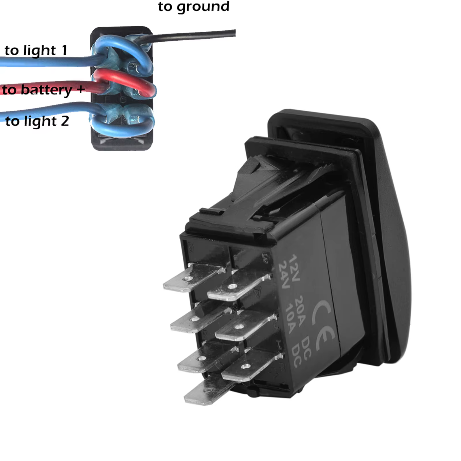 Led verte (ON)-OFF-(ON) (ON) OFF ON OFF ON interrupteur à bascule 12V 20A DPDT SPST interrupteur à bascule éclairé accessoires de bateau de voiture