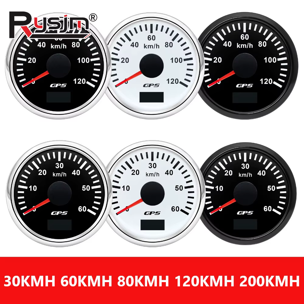 Compteur de vitesse GPS numérique 30/60/80/120/200 Km/h 52MM, avec antenne, jauge de vitesse pour bateau et voiture, rétro-éclairage 7 couleurs 12V24V