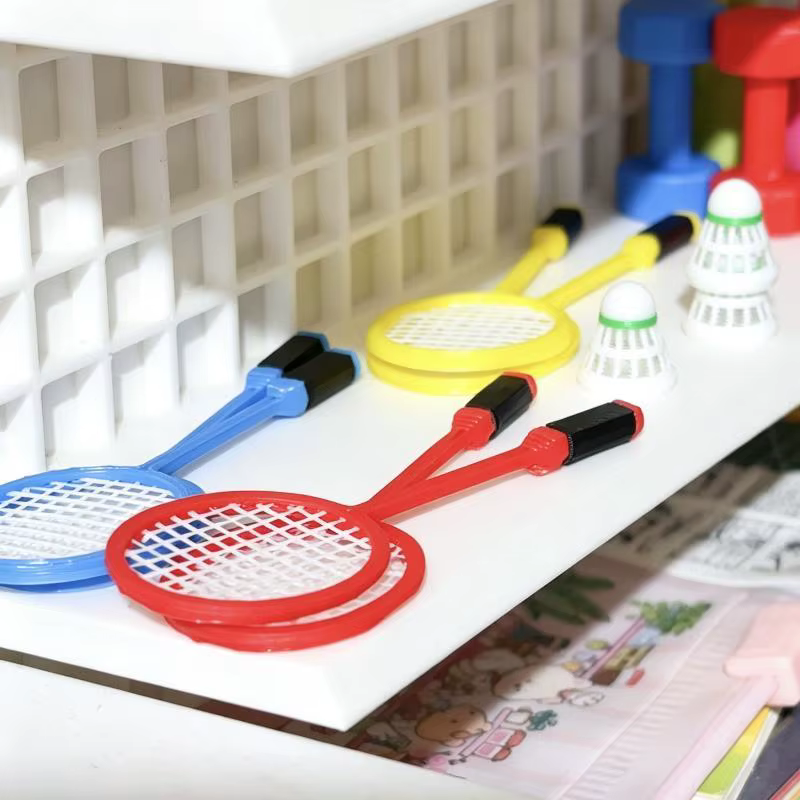 Ornement de scène miniature, Mini maison de poupée, sport de badminton avec modèle de raquette, décoration DIY pour accessoires de poupée, 3 pièces/ensemble