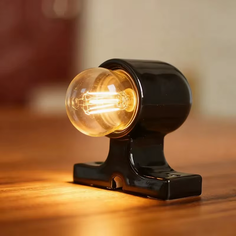 Lampe murale vintage en céramique E27 - Support d'ampoule rétro industriel