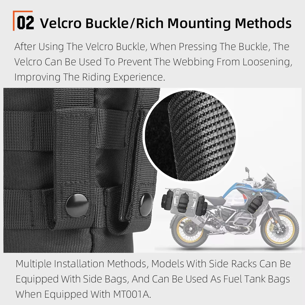 Rhinowalk – porte-bouteille de moto, sac de bouilloire isolé pour moteur, porte-gobelet d'eau à dégagement rapide avec système MOLLE sur le sac de moto