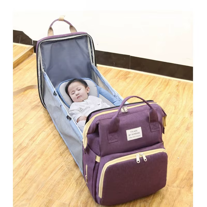 Sac de lit pliant à double usage pour maman, léger, grande capacité, sac de lait pour dos maternel et infantile, sac de lit polyvalent pour maman