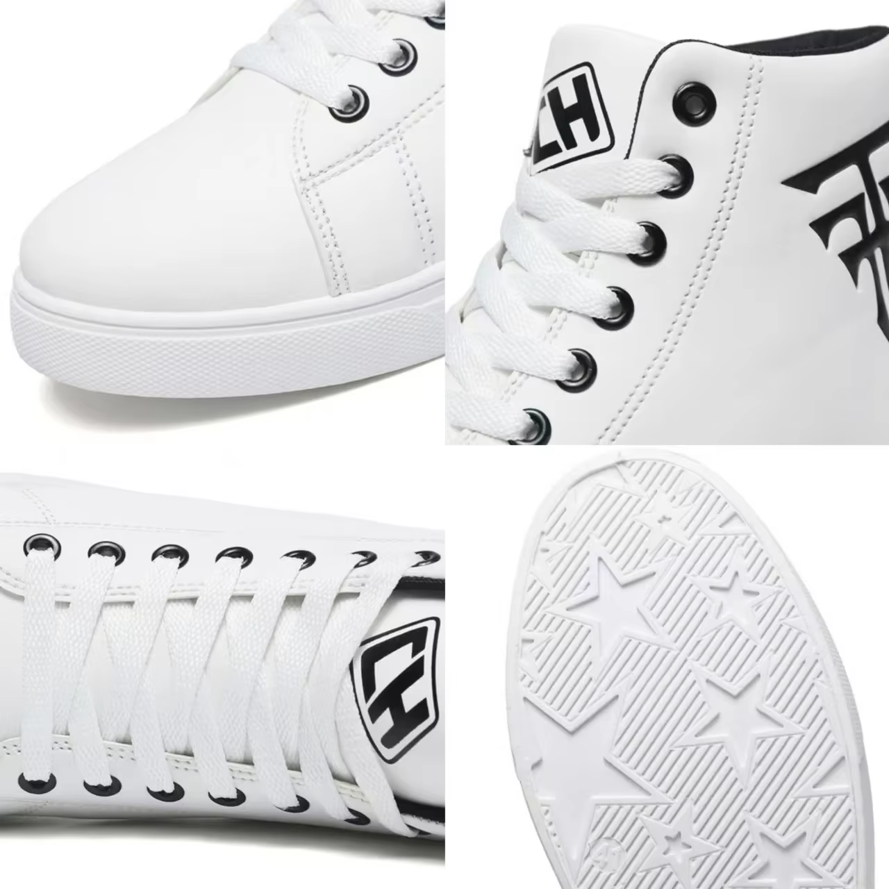 Baskets blanches haut hommes chaussures vulcanisées