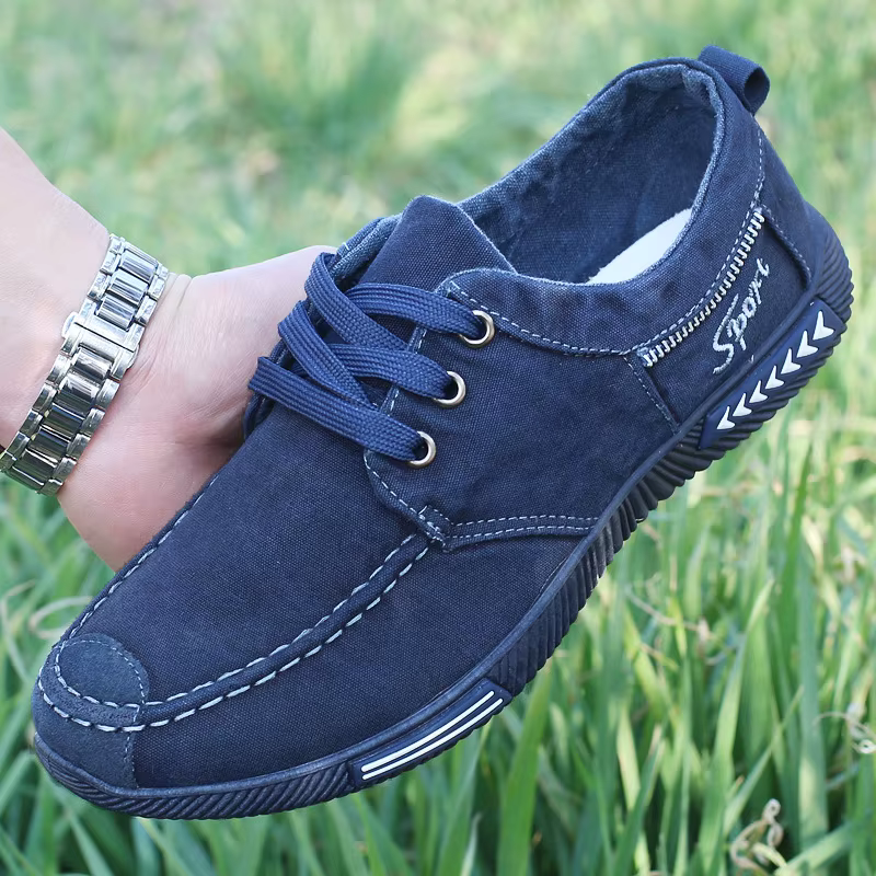 Baskets de marche plates en denim pour hommes, chaussures en toile pour hommes, chaussures décontractées confortables, marque de mode, nouveau, 2025