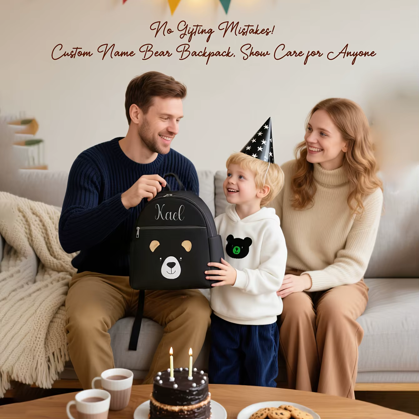 Sac à dos pour enfants ours mignon brodé personnalisé |   Sac pour tout-petits de la maternelle |   Adorable sac ours personnalisable
