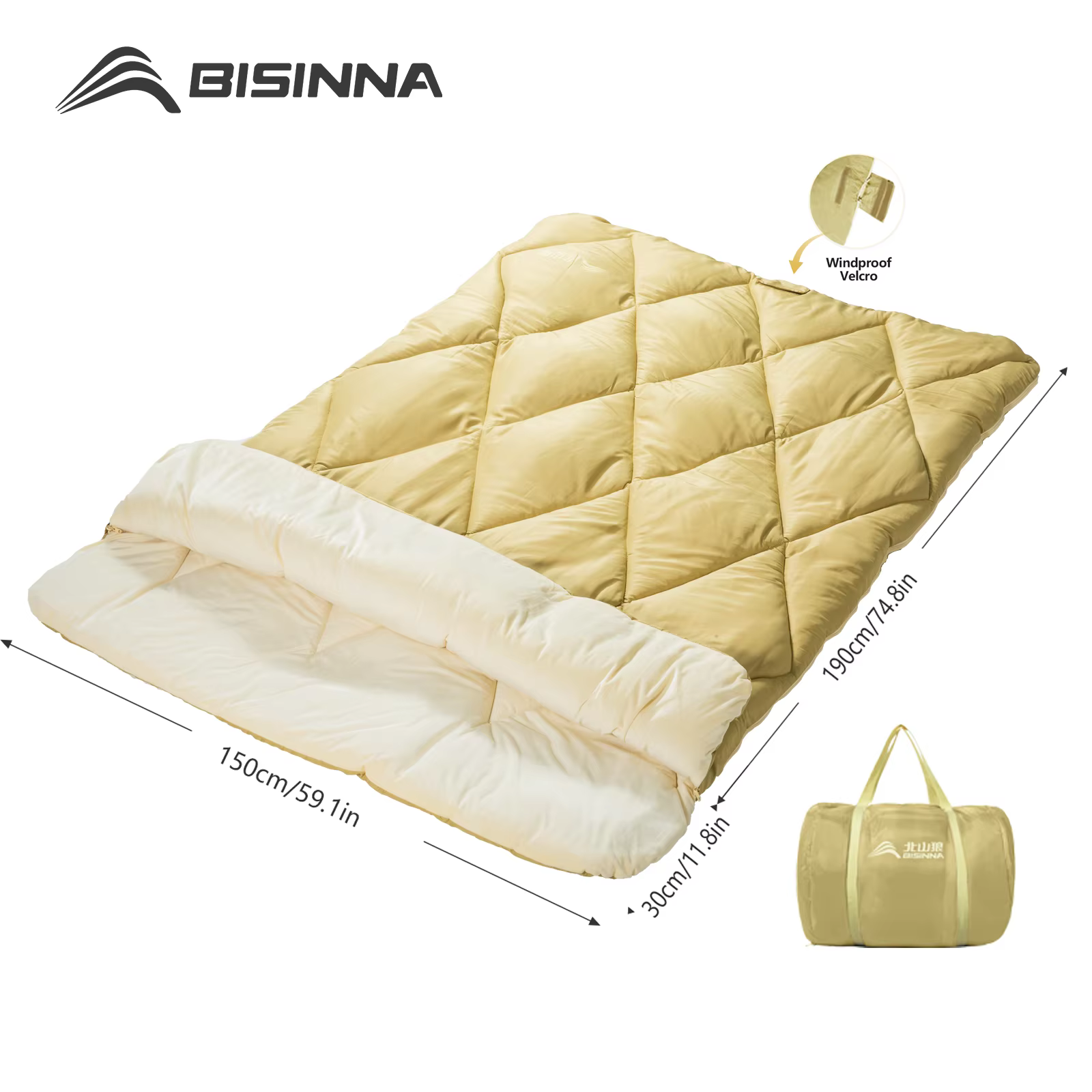 BISINNA Sac de couchage double pour le camping