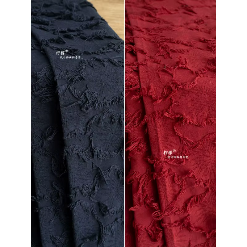 Sac à pampilles en coton et lin, tissu jacquard en lin, fleur foncée, veste coupée à la main, jupe, vêtements de créateurs, bricolage