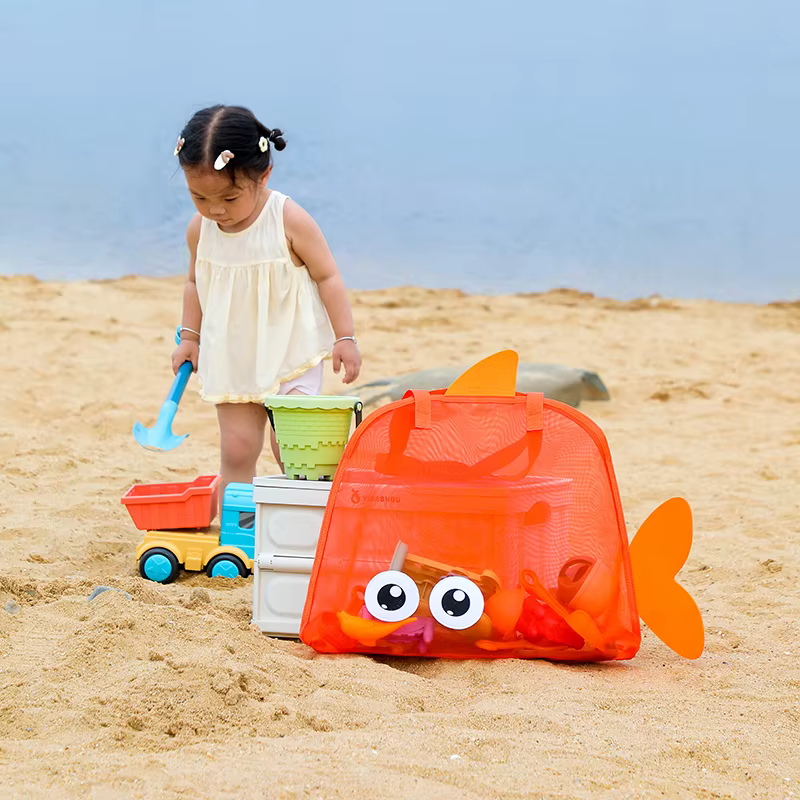Sac de plage d'été pour enfants - Design à motif de grands yeux de dessin animé, idéal pour ranger les jouets, les maillots de bain et les articles de toilette
