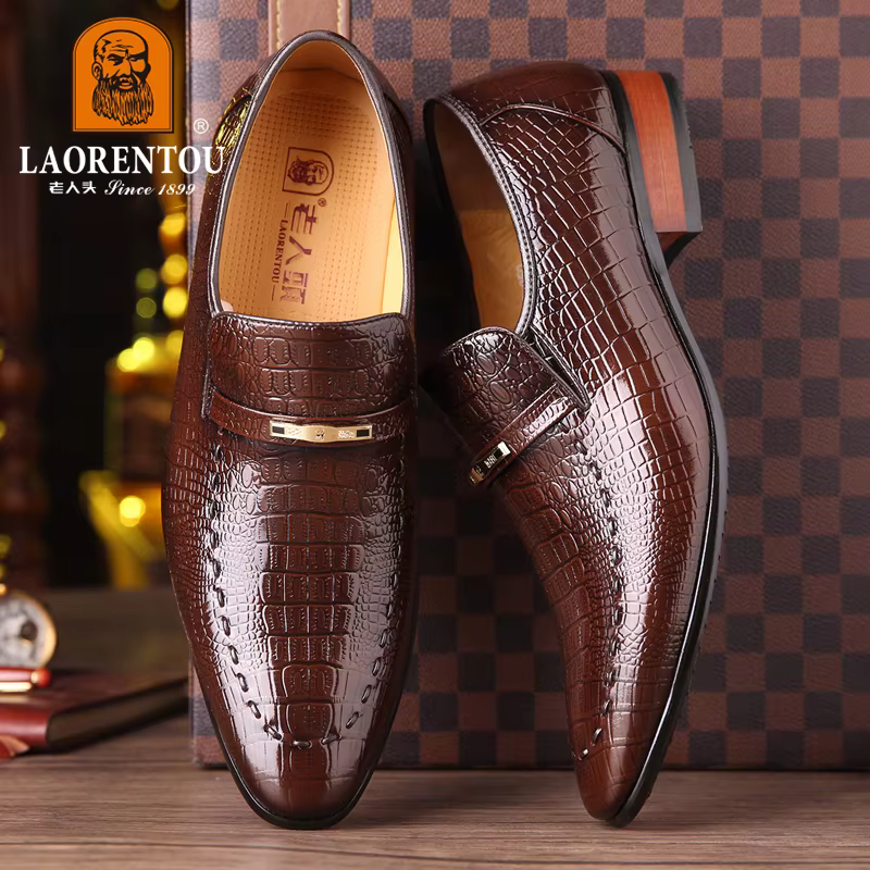 LAORENTOU-Chaussures d'affaires britanniques en cuir véritable pour hommes, 022762