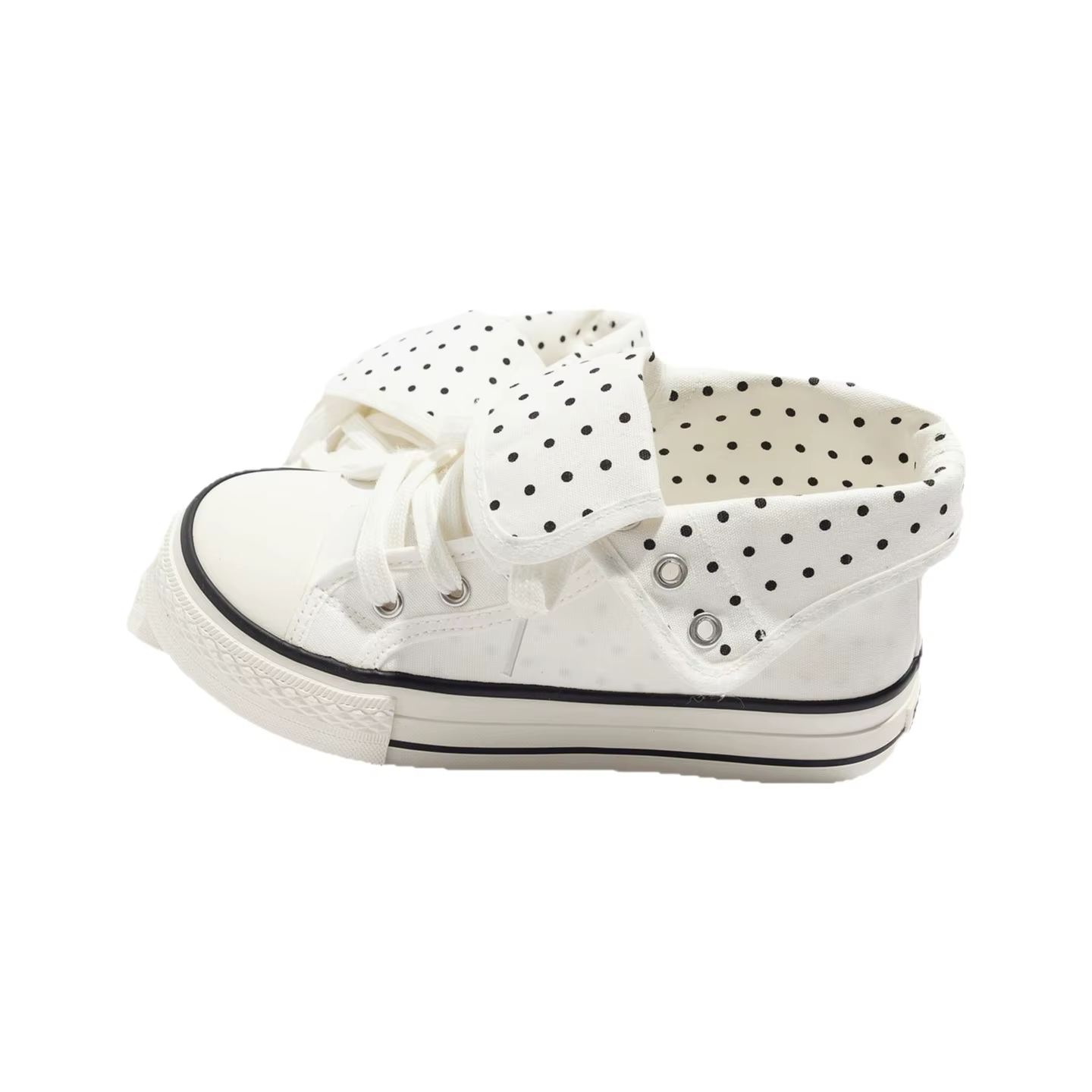 Belle 2026 Chaussures en toile de printemps à pois mode pour femme, montantes, polyvalentes, à plateforme et semelle épaisse rehaussante, décontractées