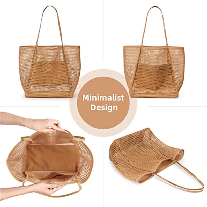 Nouveau modèle de sac de plage grande capacité pour femme - Sac à bandoulière en polyester tissé durable avec ouverture supérieure pour les voyages et le shopping