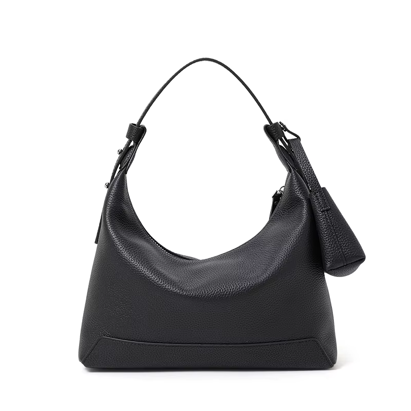 Sac Hobo en Cuir de Vachette Grainé, Design à Double Bretelles, Sac à Main en Cuir de Vachette Souple, Sac à Bandoulière pour Sorties Quotidiennes Décontractées
