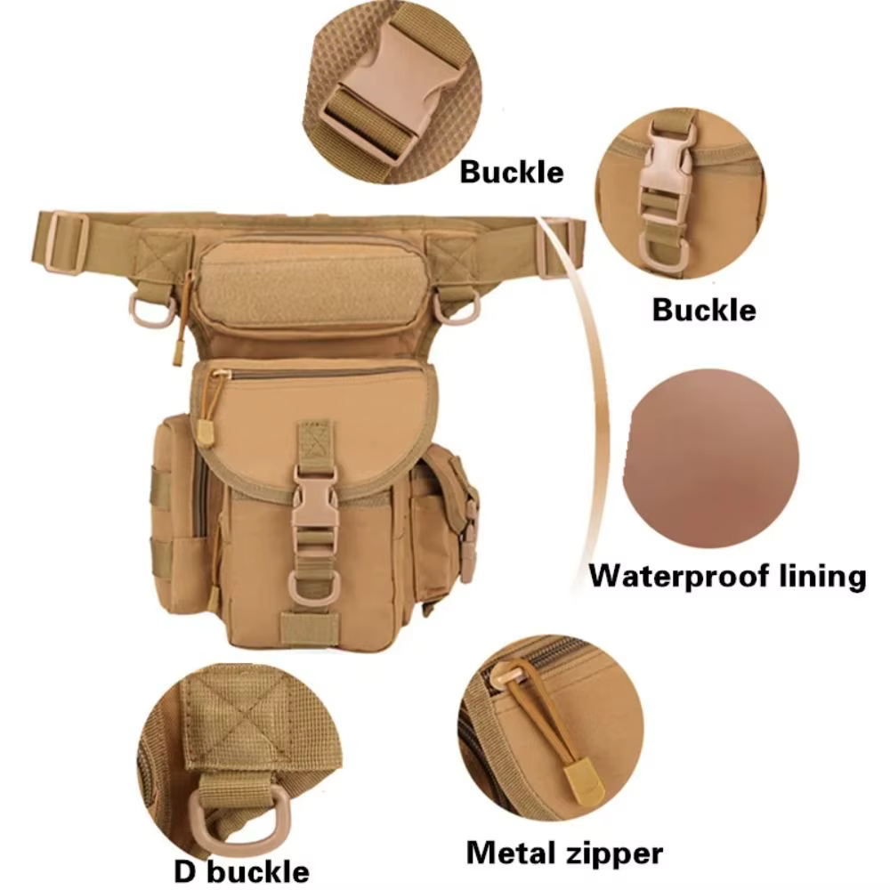 Sac de jambe tombante d'extérieur de grande capacité réglable avec poches latérales sac de taille de randonnée sac de cyclisme de vélo étanche polyvalent