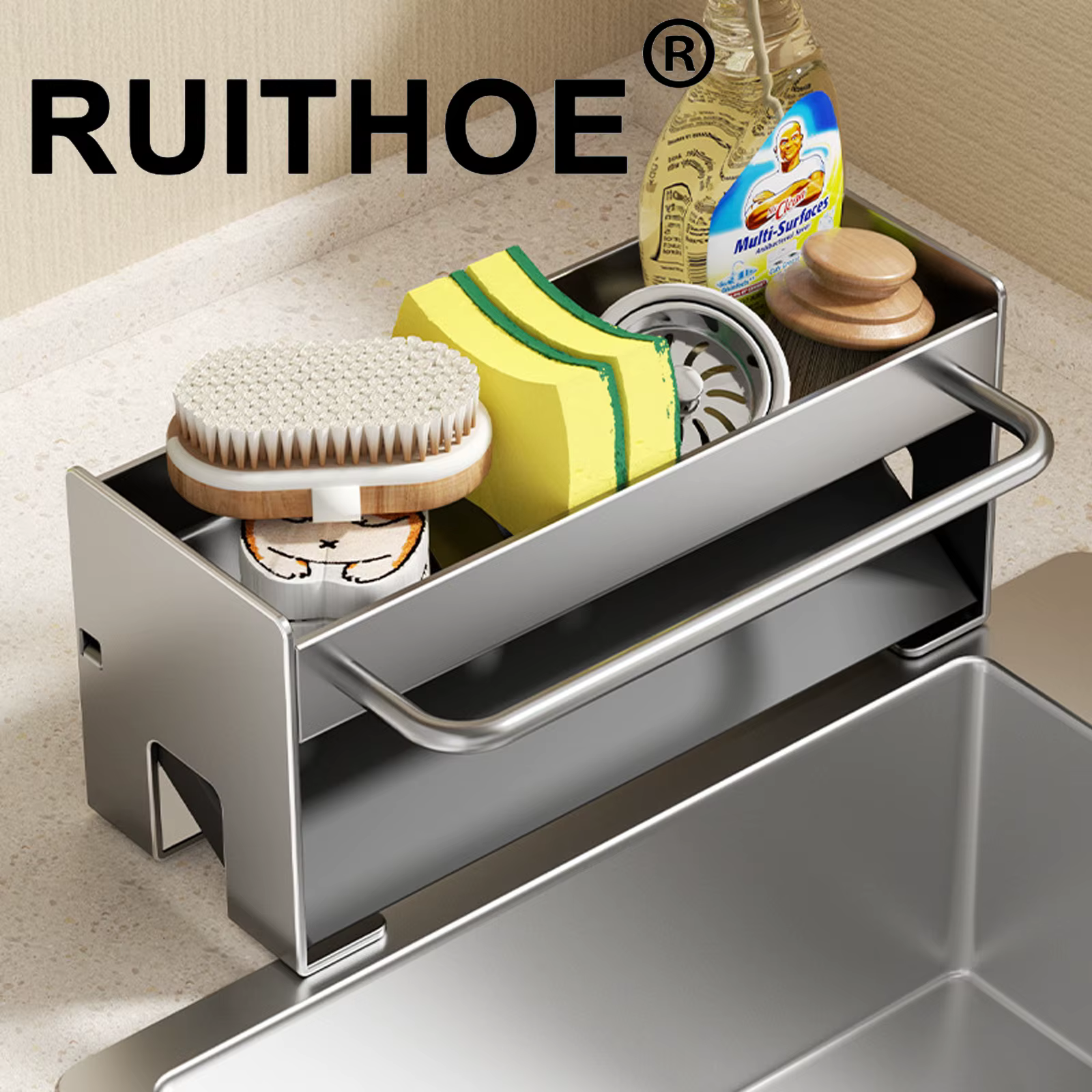 Support pour éponge de cuisine en acier inoxydable, égouttoir d'évier, porte-savon, porte-serviettes, organisateur d'étagère, accessoires de rangement pour salle de bain