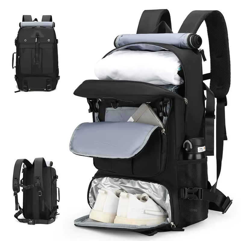 Sac à dos grande capacité 60L pour homme, extensible, pour voyage en extérieur, avec compartiment à chaussures, modèle 2026