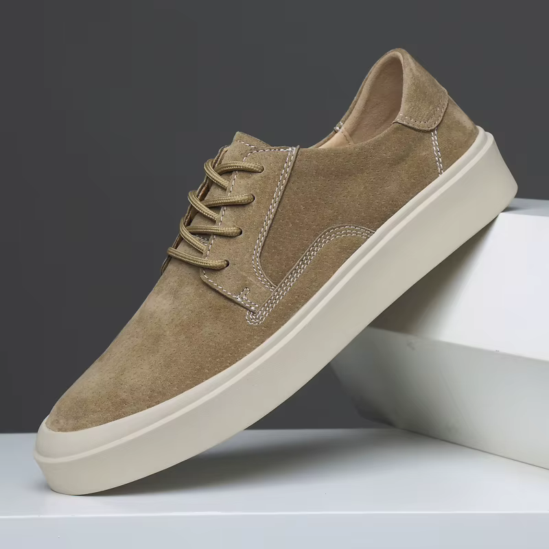 Baskets décontractées en cuir suédé beige pour hommes, chaussures à plateforme confortables, respirantes et légères, pour le quotidien et l'extérieur, tailles 38-44