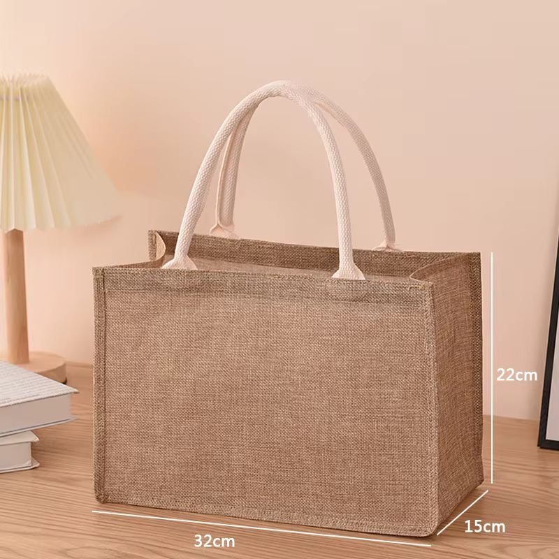 Sac à main en jute de coton peint à la main, sac en chanvre, sac en lin, sac à provisions, sac recouvert de film, sac à main imperméable