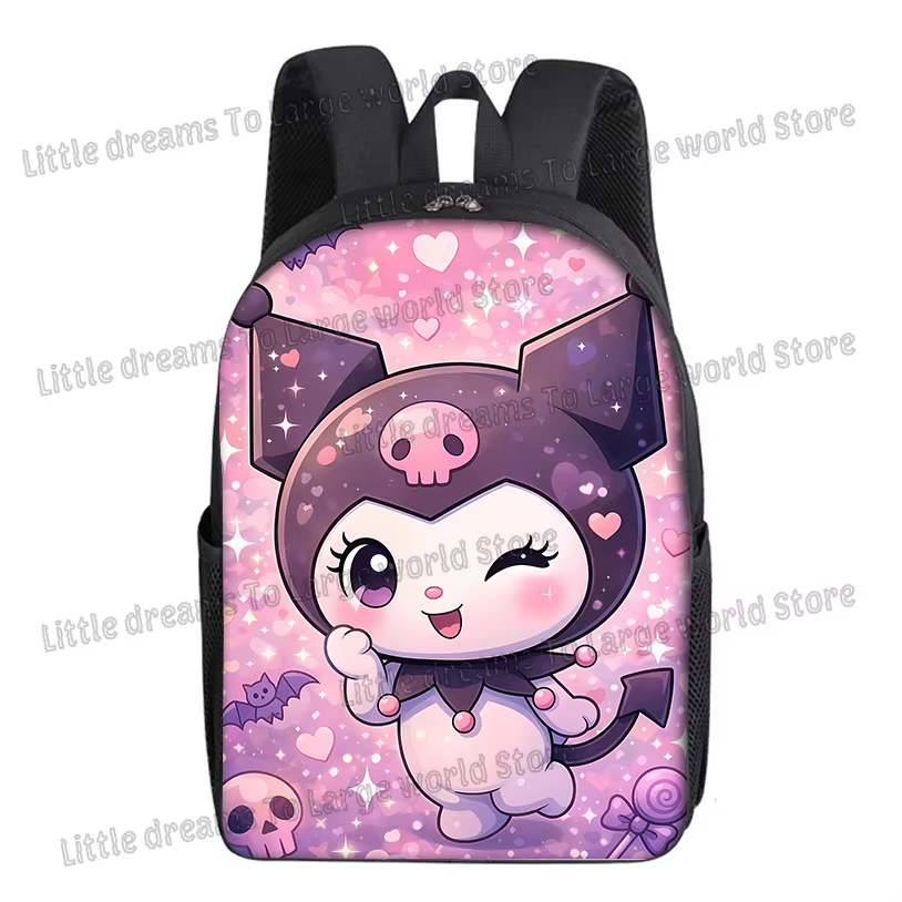 Sac à dos Kuromi Sanrio pour femmes, sac d'école pour étudiantes, sac à dos mignon de dessin animé, sac à dos d'anime, sac à dos imperméable de grande capacité, sacs à bandoulière