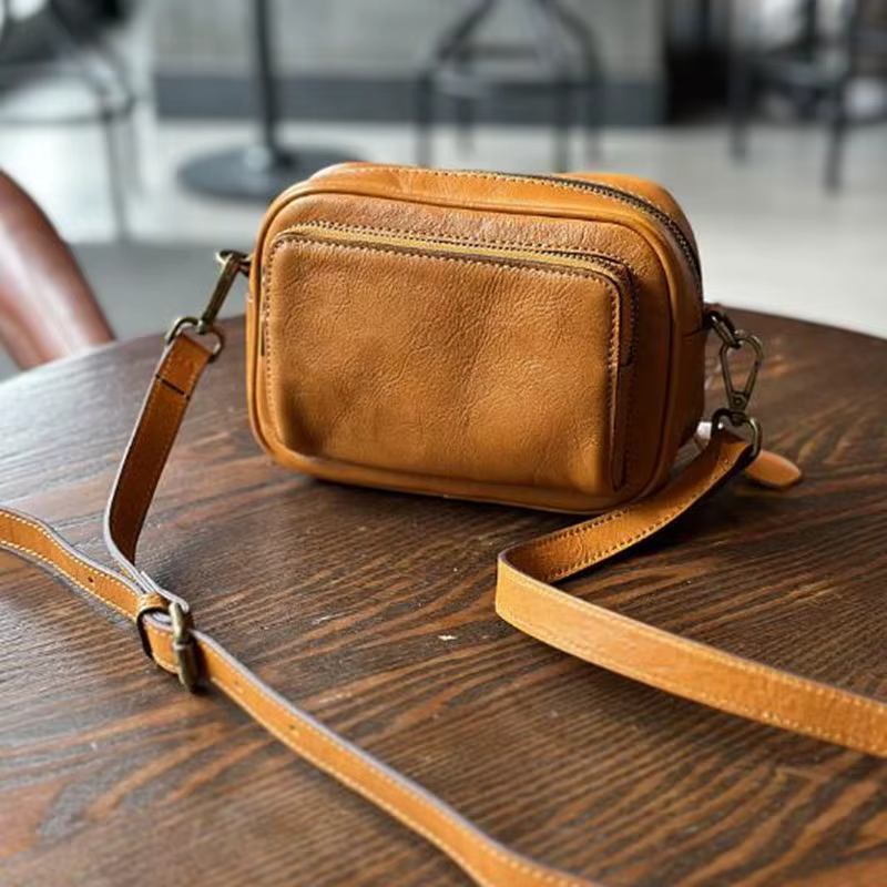 Sac photo en cuir tendance pour femme, nouvelle collection été 2026, petit sac carré en cuir de vachette, décontracté, porté épaule ou croisé, en cuir de vachette pleine fleur