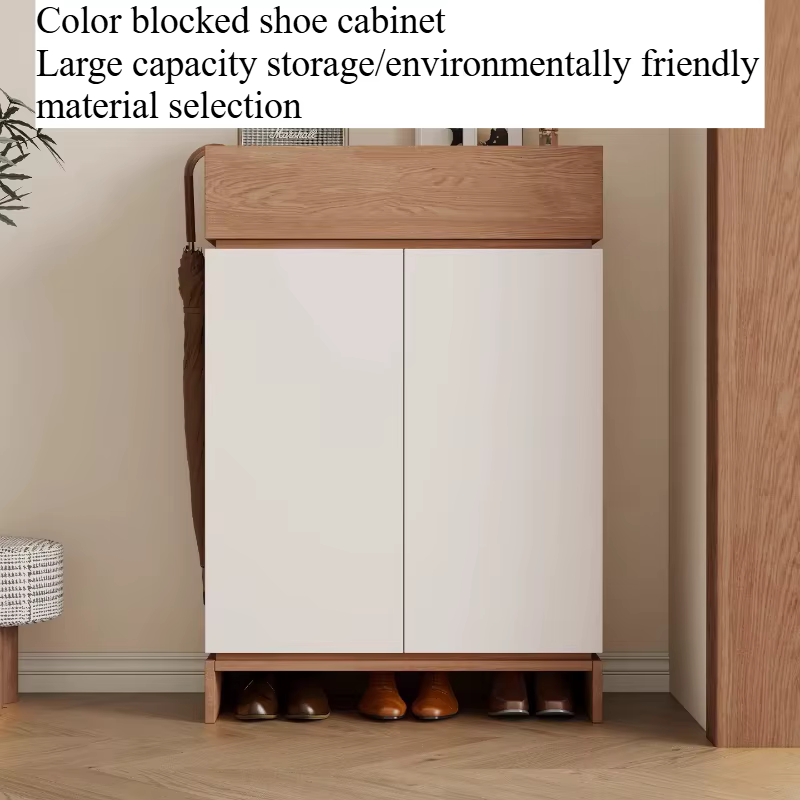 Meuble à chaussures multi-niveaux 90 cm en bois blanc avec porte, organisateur gain de place pour salon, meuble de rangement pour la maison