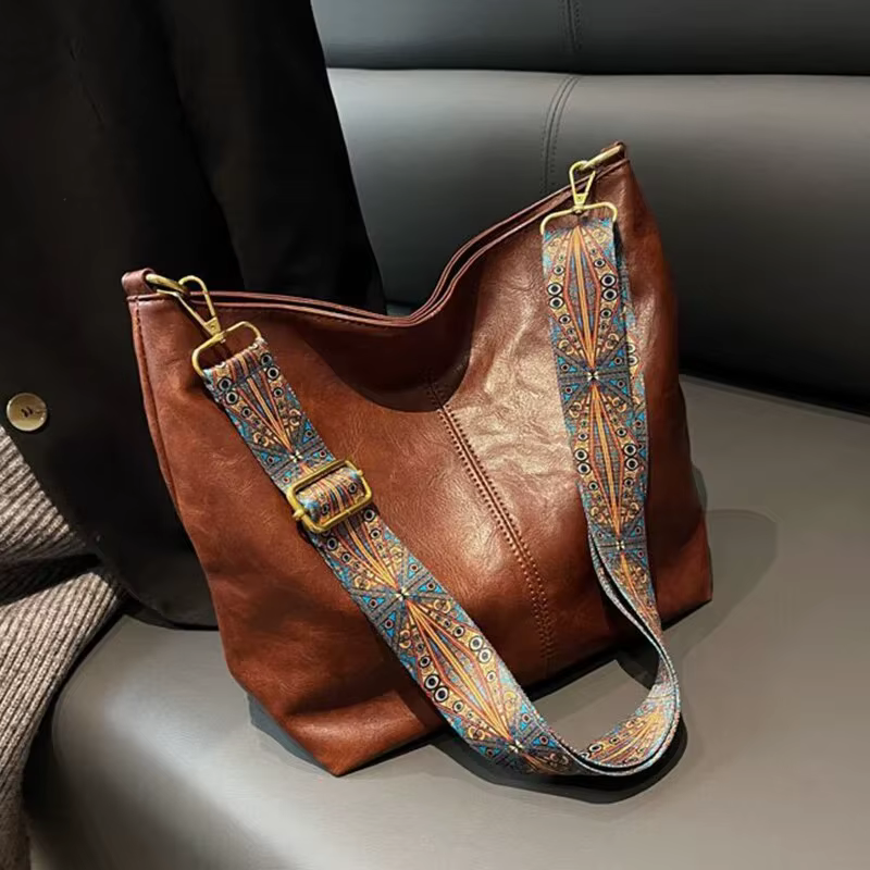 Sac à bandoulière vintage en cuir PU pour femme