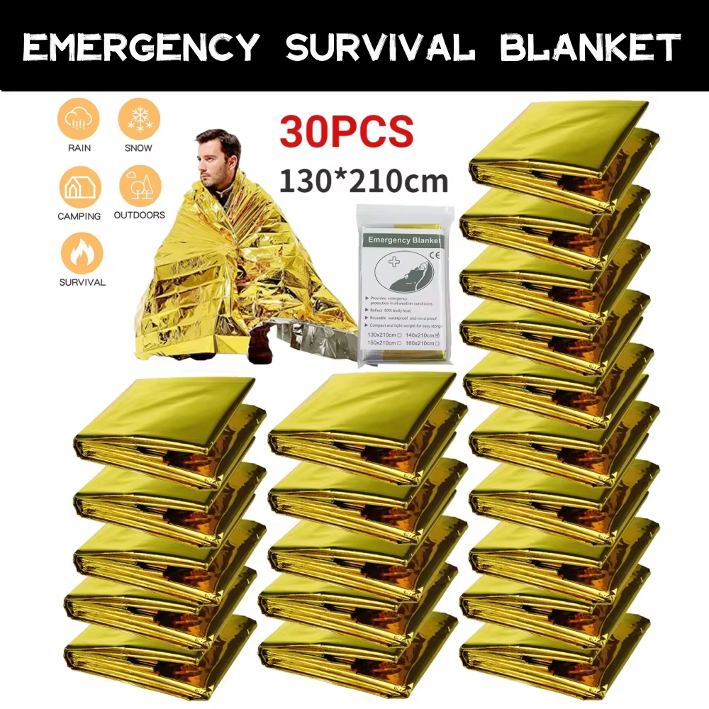 Couverture de survie d'urgence extérieure en argent d'or