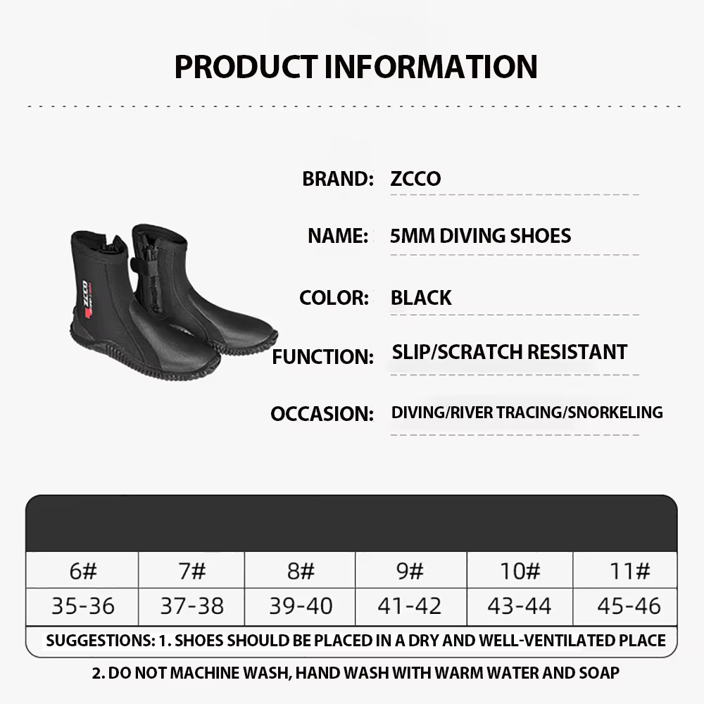 ZCCO 5MM botte de plongée en néoprène haute élastique bottes de plongée chaussures chaudes et souples pour la pêche sous-marine Kyaking plongée en apnée surf chaussures d'eau