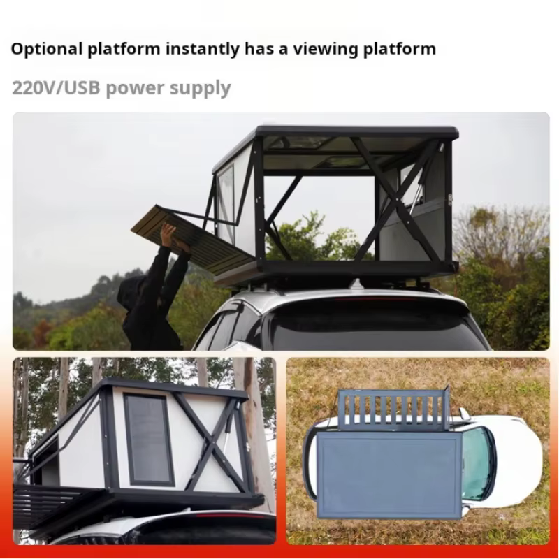 Tente de toit rigide tout-terrain en aluminium avec système de levage électrique