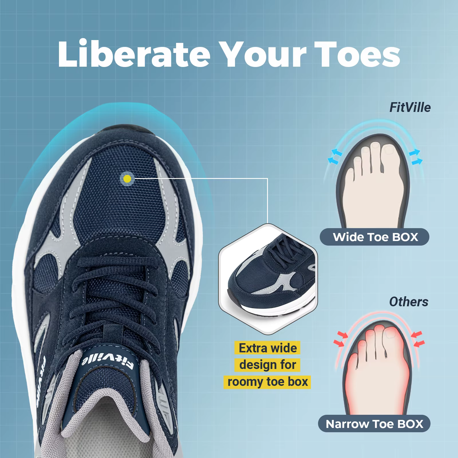 Chaussures de marche Fitville extra larges pour hommes