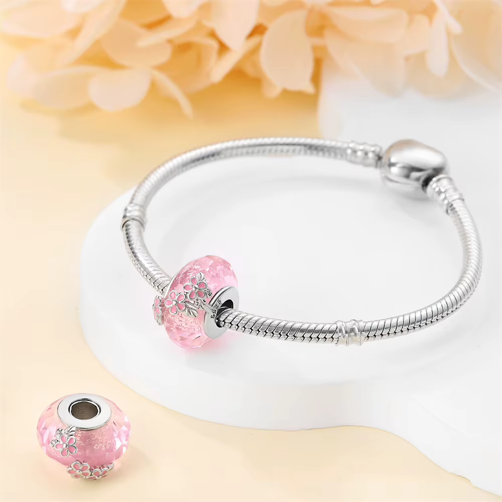 Pendentif en perles de verre Sakura en argent sterling 925