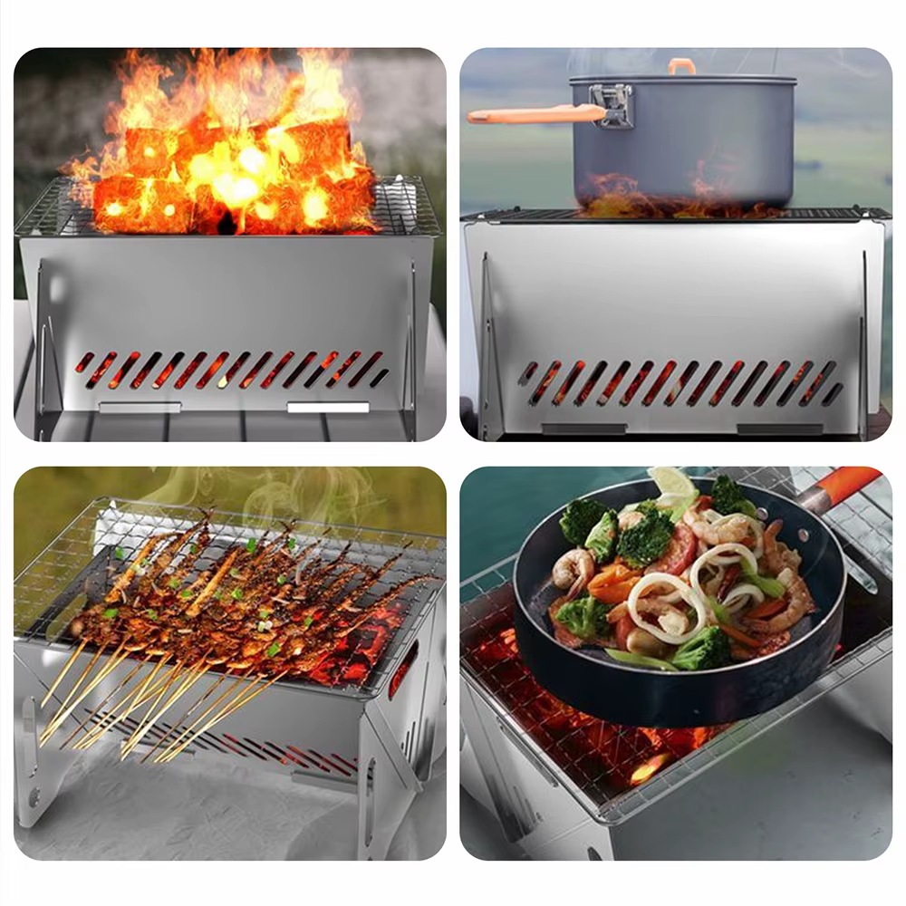 Réchaud de camping avec grille de barbecue