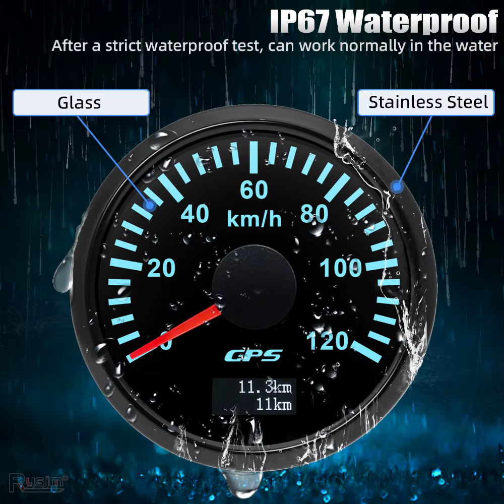 Compteur de vitesse GPS HD 52MM, 30/60/80/120/200 Km/h, jauge de vitesse pour bateau, voiture, camion, rétro-éclairage 7 couleurs avec antenne GPS 9-32V