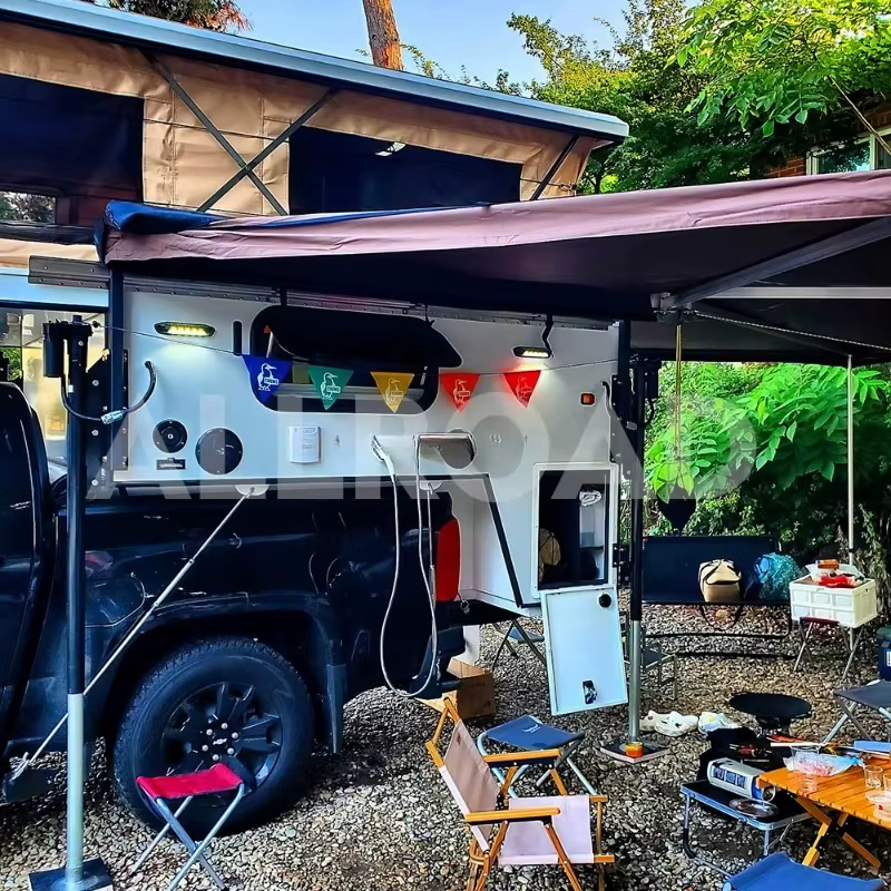 Tente de toit escamotable en aluminium personnalisée pour camions pick-up tout-terrain et remorques de camping d'aventure