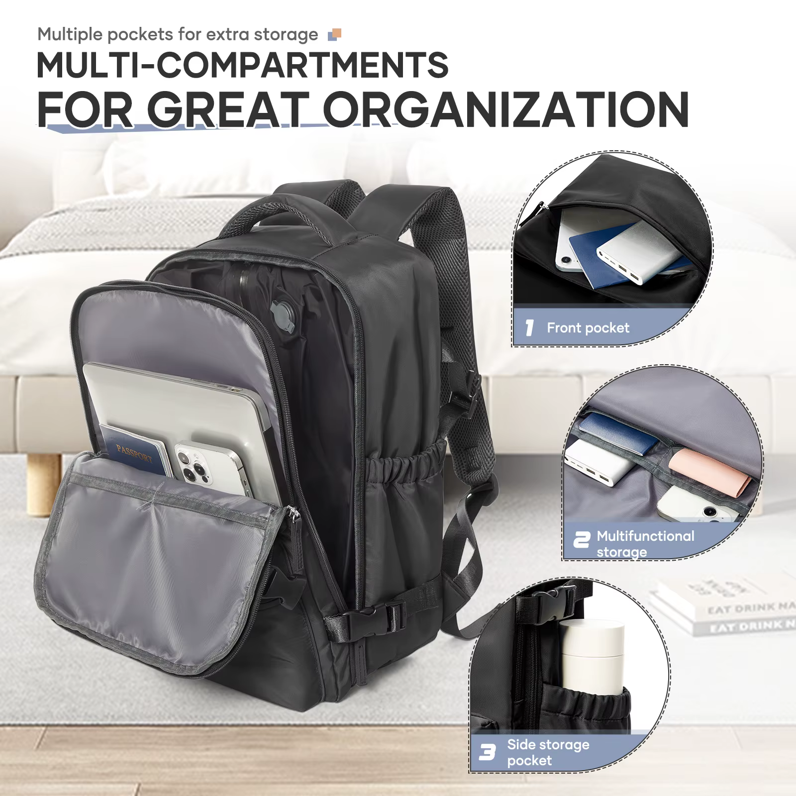 Sac à dos de voyage Airbag 43x29x15 sac de cabine avion, Ryanair 40x25x20 sac à dos électrique sous vide bagage à main, sac à dos Durable