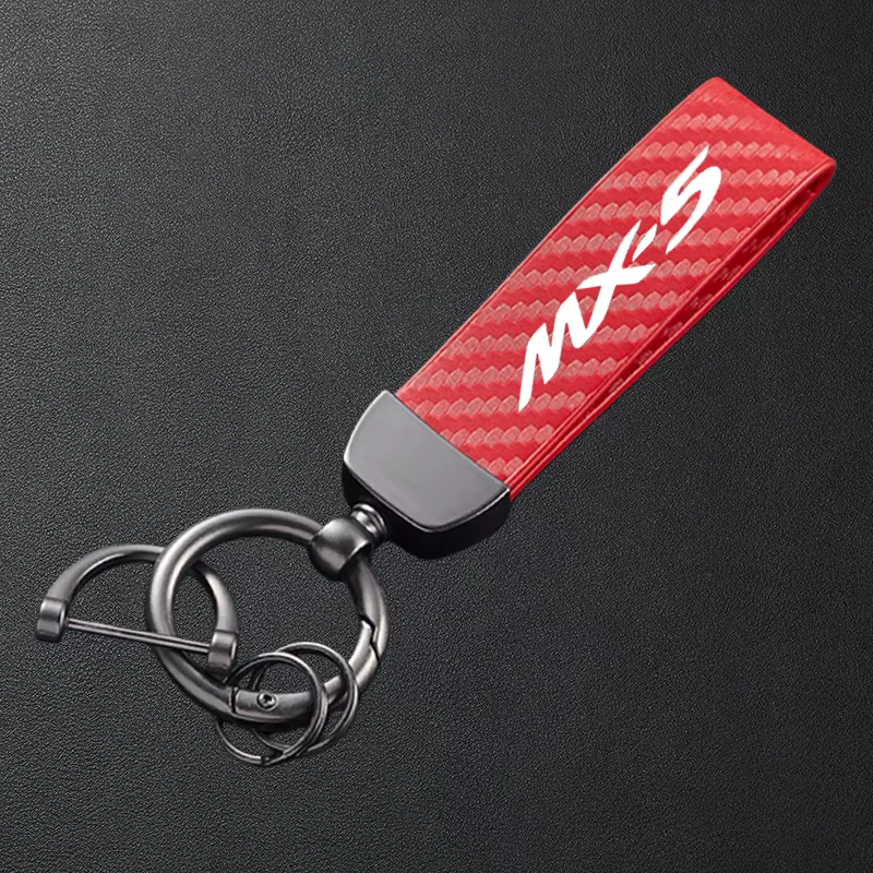 Porte-clés de voiture en cuir texturé en Fiber de carbone