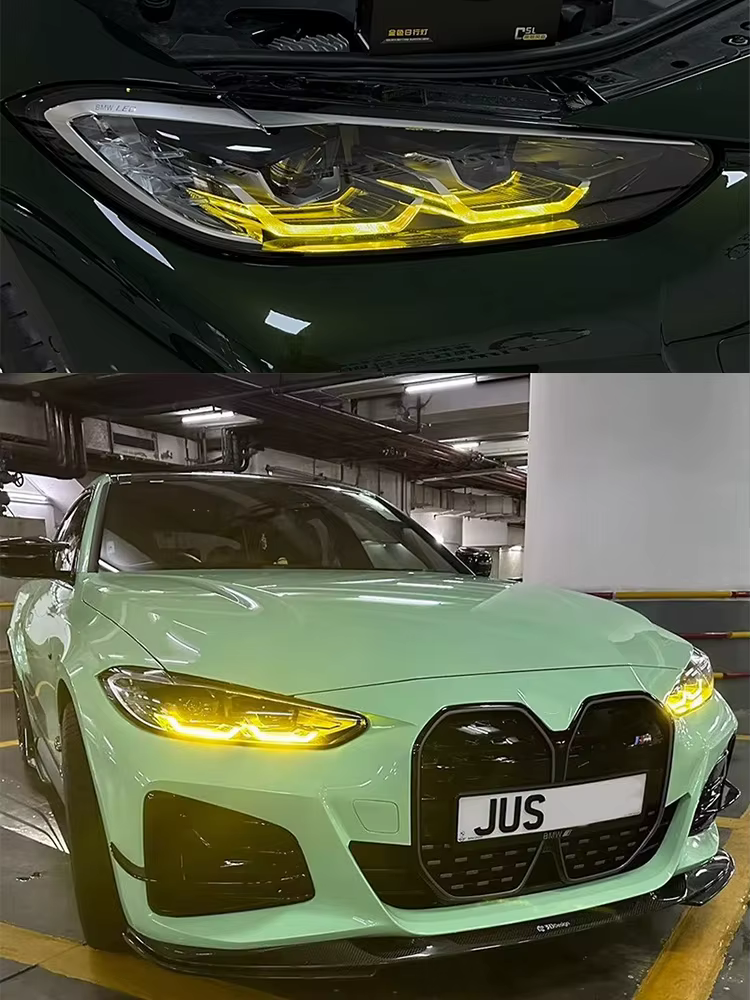 Feux de circulation LED RVB pour BMW, accessoires de voiture, jaune citron, DRL Tech, BMW Série 4, figurine i4, 2020-2023, G22, G23, G26, CSL