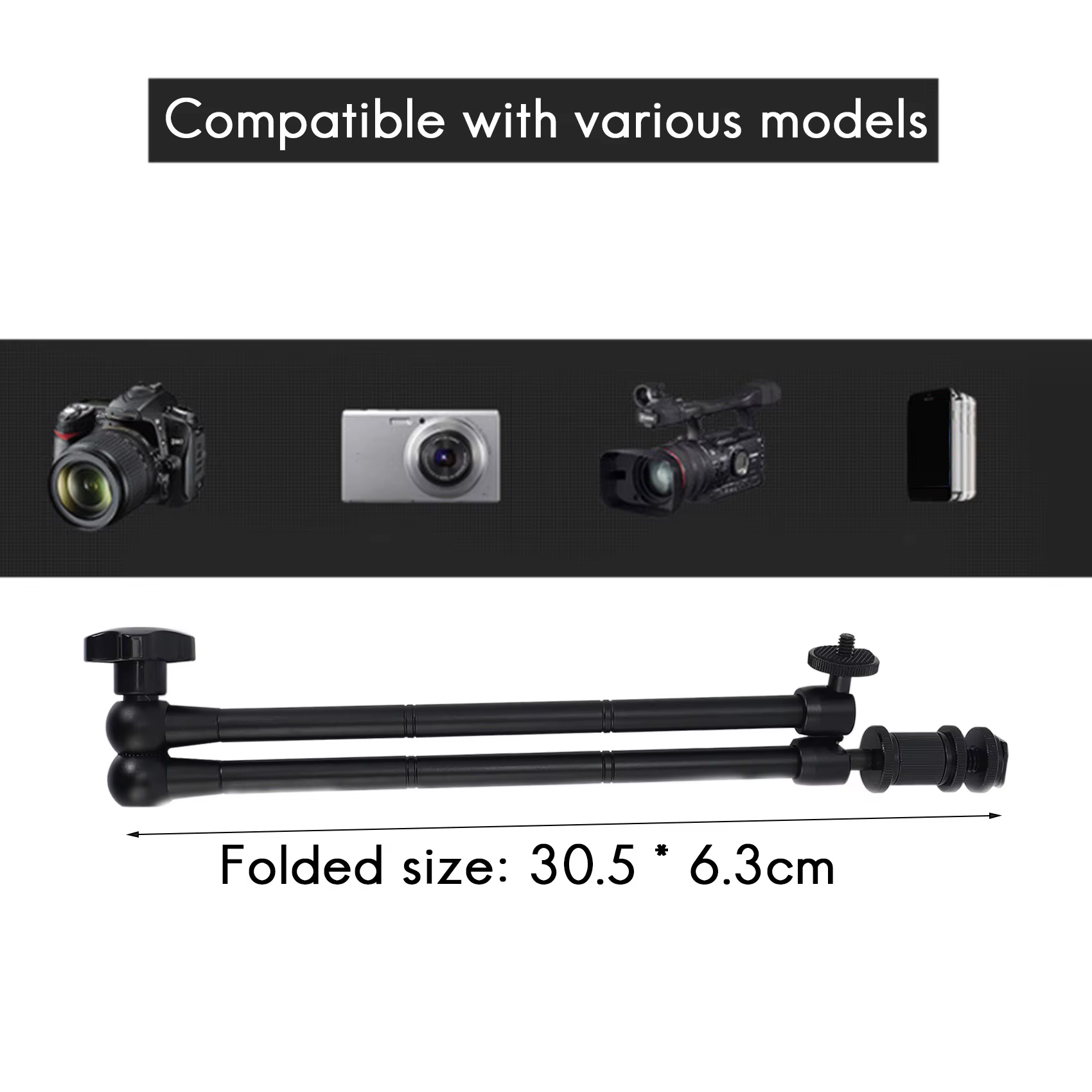 Bras magique à Friction articulée réglable AA91, 20 pouces, avec support de chaussure chaude pour lumière LED, plate-forme DSLR, moniteur LCD