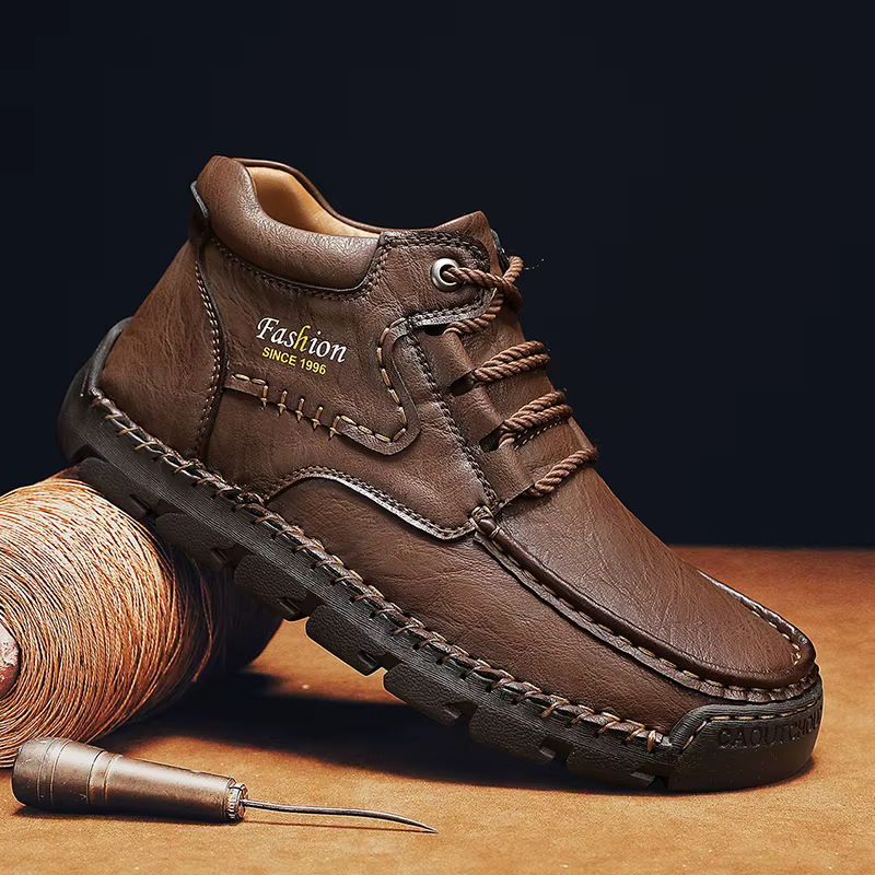 Chaussures de travail décontractées à semelle épaisse cousues à la main pour l'automne et l'hiver